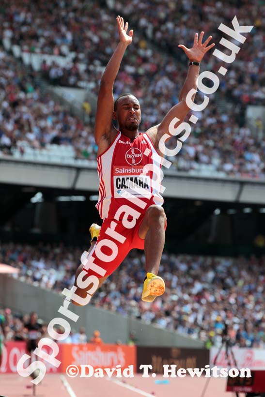 Alyn Camara in the long jump at the  2013 IAAF Diamond League, Sainsbury's Anniversary Games, Queen Elizabeth Olympic Park, London.